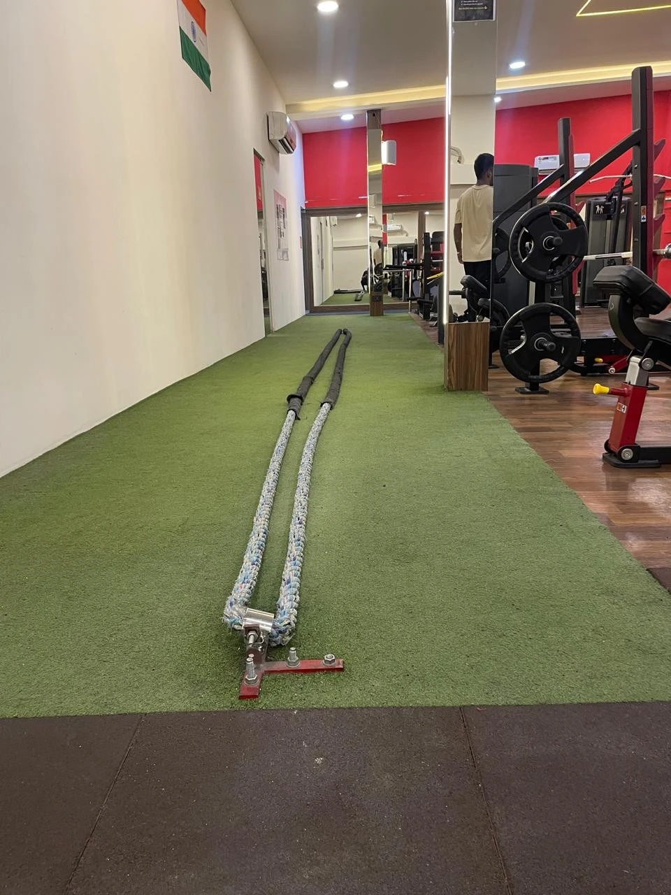 Conditioning area with battle ropes